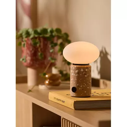 MADE Mirissa Rechargeable Portable Terrazzo Table Lamp, Brown Brown | H25 x W19 x D19cm