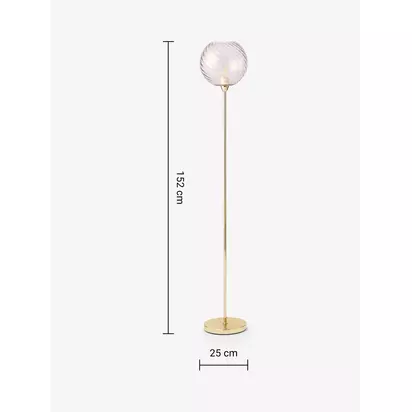 MADE Ilaria Glass Shade Floor Lamp, Pink Pink | H152 x Dia.25cm