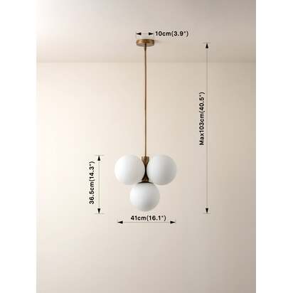 Boule - 4 light brass and opal pendant light - Default Title