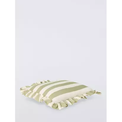 John Lewis Block Stripe Frilled Cushion Pistachio | 56 x 56cm