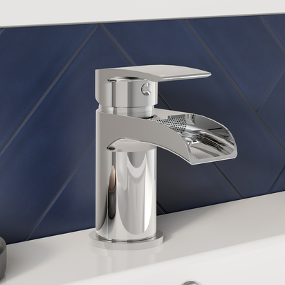 Vellamo Venta Waterfall Mini Basin Mixer Tap & Waste