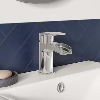 Vellamo Venta Waterfall Mini Basin Mixer Tap & Waste