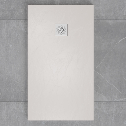 Drench Naturals White Thin Slate-Effect Rectangular Shower Tray - 1400 x 900mm
