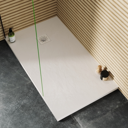 Drench Naturals White Thin Slate-Effect Rectangular Shower Tray - 1400 x 900mm