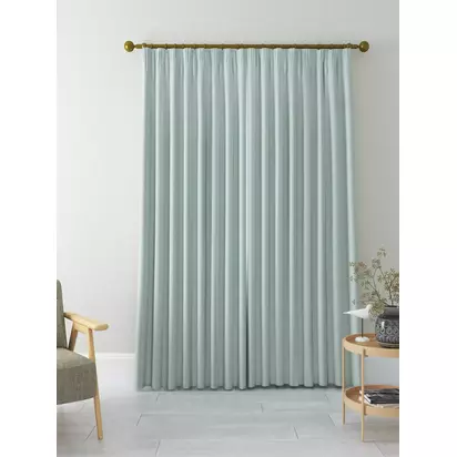 John Lewis Textured Weave Pair Blackout Lined Pencil Pleat Curtains Duck Egg | W167 x Drop 228cm