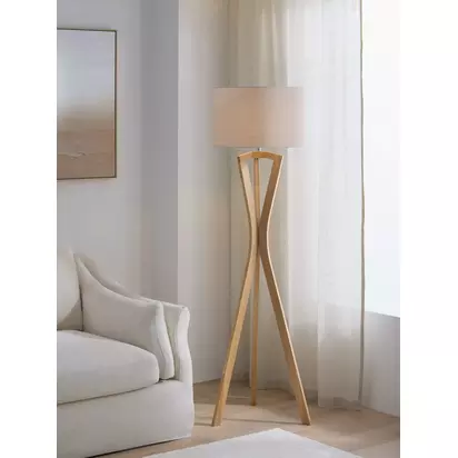 John Lewis Hourglass Floor Lamp, Oak Oak | H160.5 x W47 x D47cm