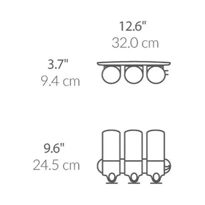 Simplehuman Wall Mounted Shower Soap Pump Dispenser, Triple Grey | H24.50 x W32 x D9.40cm