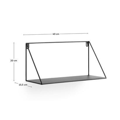 Teg triangular shelf in steel with black finish 40 x 20 cm