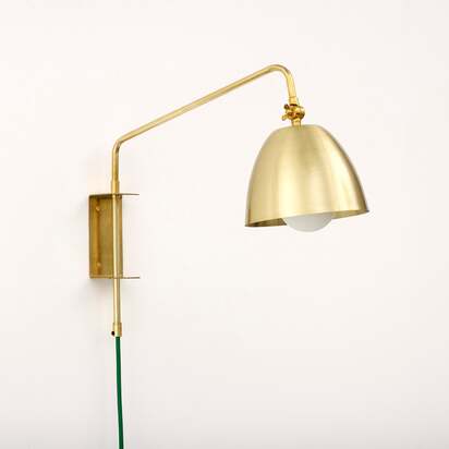 "Lulu" Swing Arm Wall Light, Brass / Brass