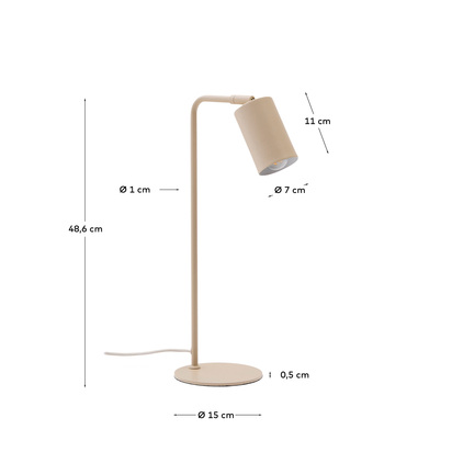Manie metal desk lamp with beige textured finish and UK adaptor
