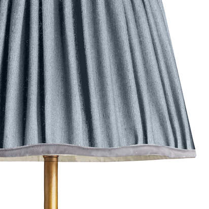 45cm scalloped shade in Moonstone silk with velvet tape