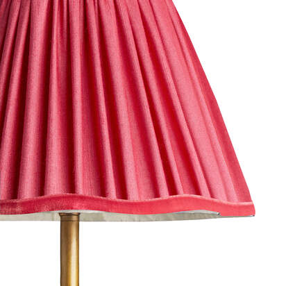 20cm scalloped shade in Ruby silk with velvet tape