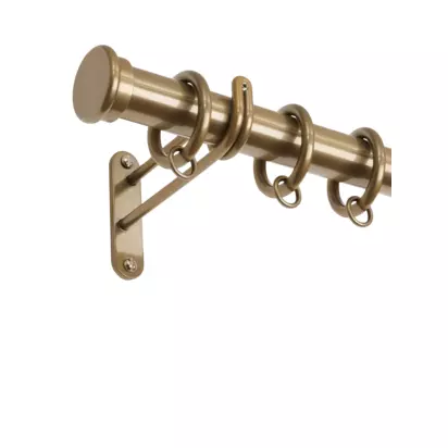 John Lewis Select Classic Curtain Pole with Rings and Stud Finial, Wall Fix, Dia.25mm, Brass Toned Brass Toned | [NoValue]