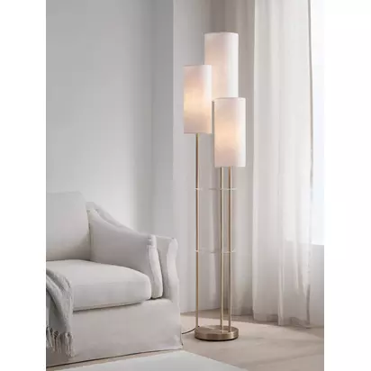 John Lewis Cluster Trio Shelf Floor Lamp, Brass Brass | H173 x W35 x D35cm