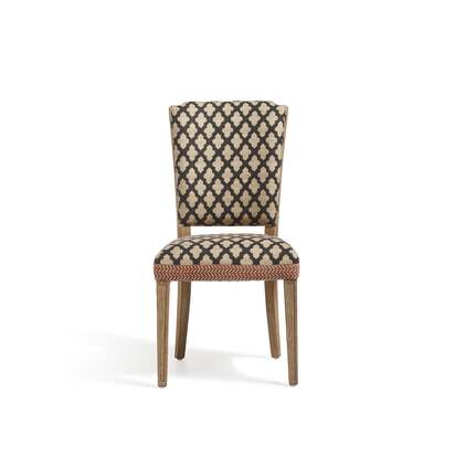 OKA | Camaret Serigraph Linen Dining Chair - Black/Natural | Luxury Dining Chairs & Sets