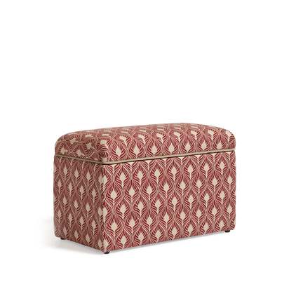 OKA | Carena Ghini Feathers Linen Upholstered Trunk - Red Garnet | Trunk
