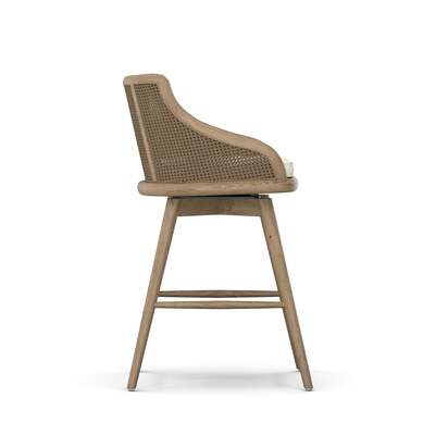 OKA | Carlos Cane Swivel Bar Stool - Weathered Oak/Natural | Bar Stool