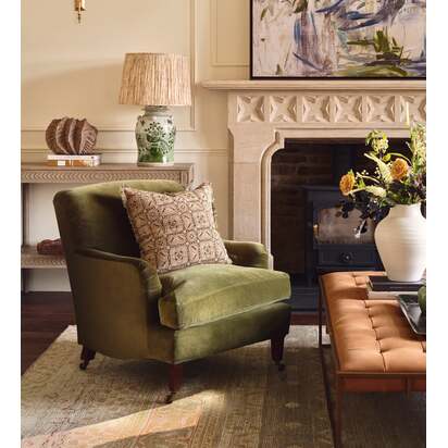 OKA | Coleridge Velvet Armchair - Spruce | Armchair