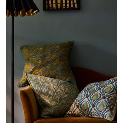 OKA | Cornelia Cushion Cover - Dirty Orange/Blue | Cushion Cover