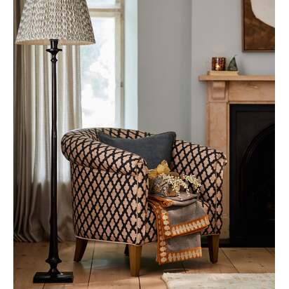 OKA | Coniston Serigraph Linen Armchair - Black/Natural | Armchair