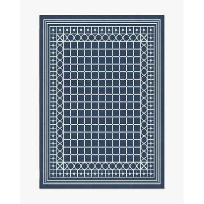 Palm Beach Navy Flatwoven Rug by Gray Malin - 150 x 215 cm - Rug + Pad System