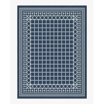Palm Beach Navy Flatwoven Rug by Gray Malin - 275 x 365 cm - Rug + Pad System