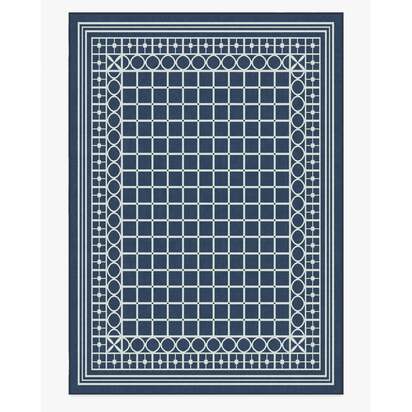 Palm Beach Navy Flatwoven Rug by Gray Malin - 305 x 425 cm - Rug + Pad System