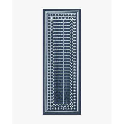 Palm Beach Navy Flatwoven Rug by Gray Malin - 75 x 215 cm - Rug + Cushioned Pad System