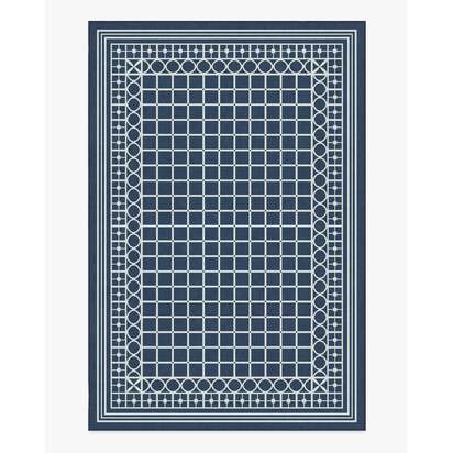 Palm Beach Navy Flatwoven Rug by Gray Malin - 200 x 290 cm - Rug + Cushioned Pad System