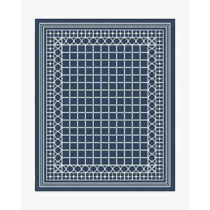 Palm Beach Navy Flatwoven Rug by Gray Malin - 245 x 305 cm - Rug + Cushioned Pad System