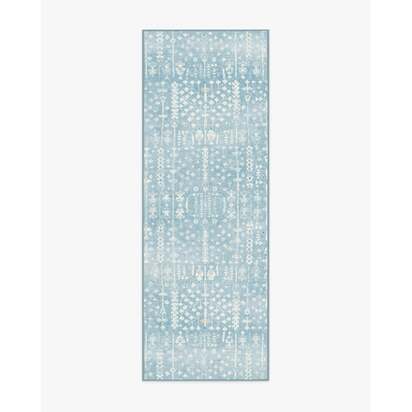 Palmetto Coastal Blue Flatwoven Rug by Gray Malin - 75 x 215 cm - Rug + Pad System