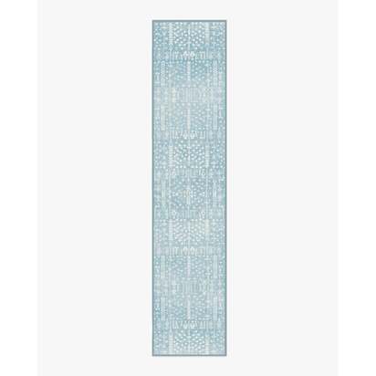 Palmetto Coastal Blue Flatwoven Rug by Gray Malin - 75 x 365 cm - Rug + Pad System