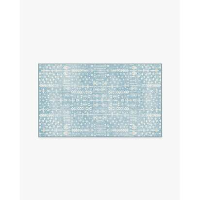 Palmetto Coastal Blue Flatwoven Rug by Gray Malin - 90 x 150 cm - Rug + Pad System