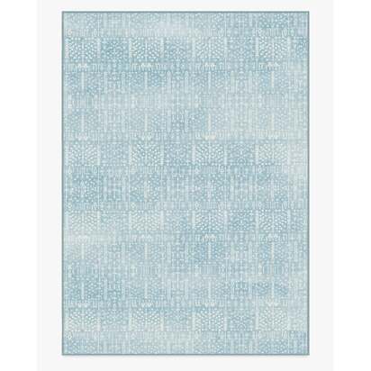 Palmetto Coastal Blue Flatwoven Rug by Gray Malin - 305 x 425 cm - Rug + Pad System