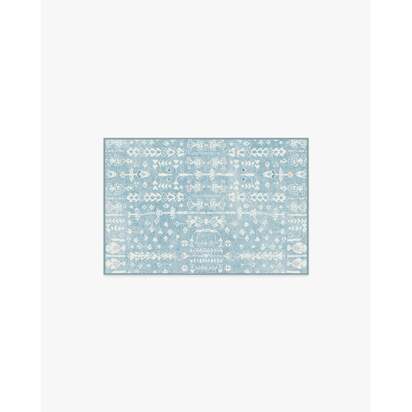 Palmetto Coastal Blue Flatwoven Rug by Gray Malin - 60 x 90 cm - Rug + Cushioned Pad System