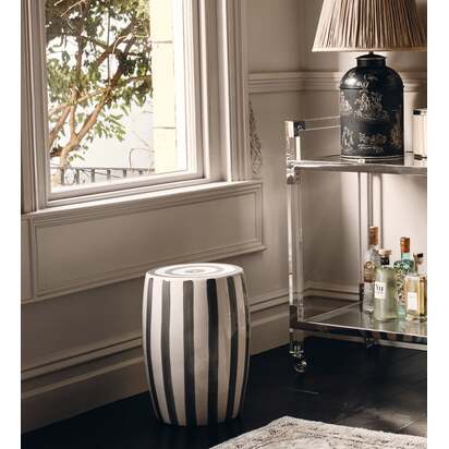OKA | Rander Ceramic Stool - Charcoal/White | Footstool