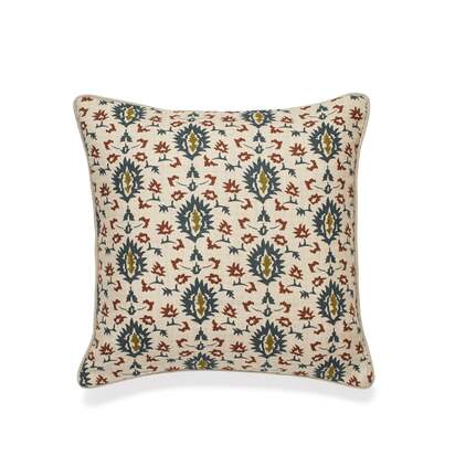 OKA | Joti Embroidered Cushion Cover - Blue/Natural | Cushion Cover
