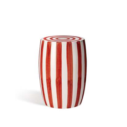 OKA | Rander Ceramic Stool - Red/White | Footstool