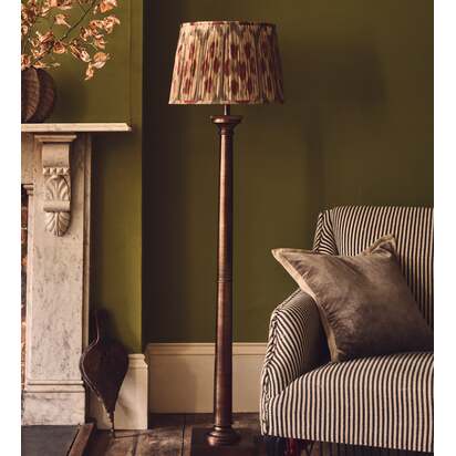 OKA | Amisha Pleated Linen Lampshade 45cm - Slate Blue/Gold | Lampshade