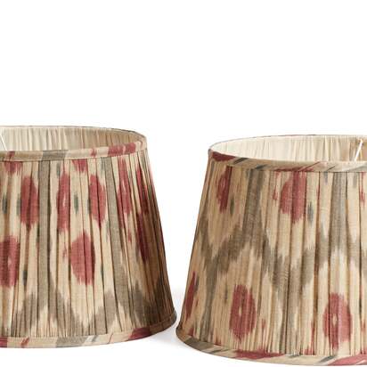 OKA | Amisha Pleated Linen Lampshade 45cm - Slate Blue/Gold | Lampshade