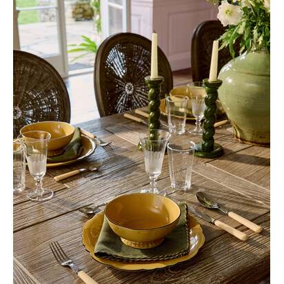 OKA | Barley Twist Candle Holders Pair - Spruce | Candle Holder