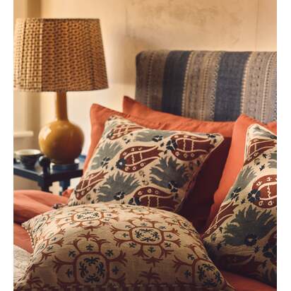 OKA | Hidaya Cushion Cover - Blood Orange/Blue | Cushion Cover
