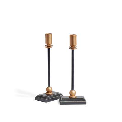 OKA | Grisewood Candle Holders Pair - Petrol | Candle Holder
