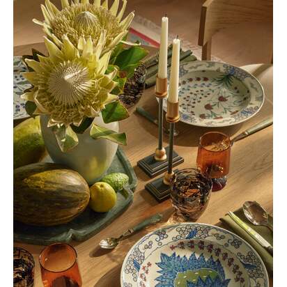 OKA | Grisewood Candle Holders Pair - Petrol | Candle Holder