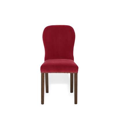 OKA | Stafford Velvet Dining Chair - Blood Orange | Luxury Dining Chairs & Sets
