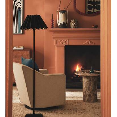 OKA | Ripple Floor Lamp and Shade - Black/Gold | Floor Lamp