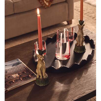 OKA | Lakadema Leopard Candle Holders Pair - Multi | Candle Holder