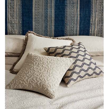 OKA | Stonewashed Linen Cushion Cover with Fringing - Off-White | Cushion Cover