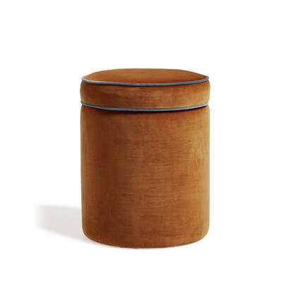 OKA | Samena Velvet Ottoman - Dirty Orange | Ottoman