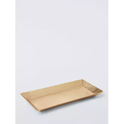 John Lewis Hammered Metal Serving Tray, 28cm, Gold Gold | 28x14x2 cm